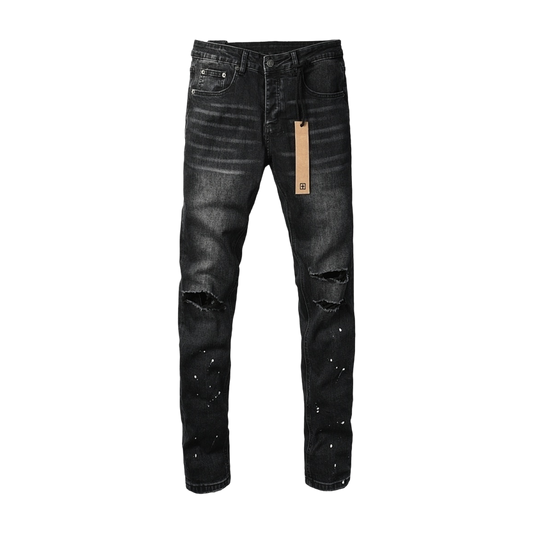 CROSS STITCH DENIM “Jet Knee-Rip”