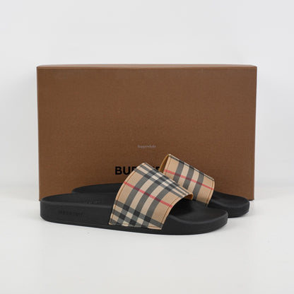 BURB*RRY SLIDES "Archive Beige"