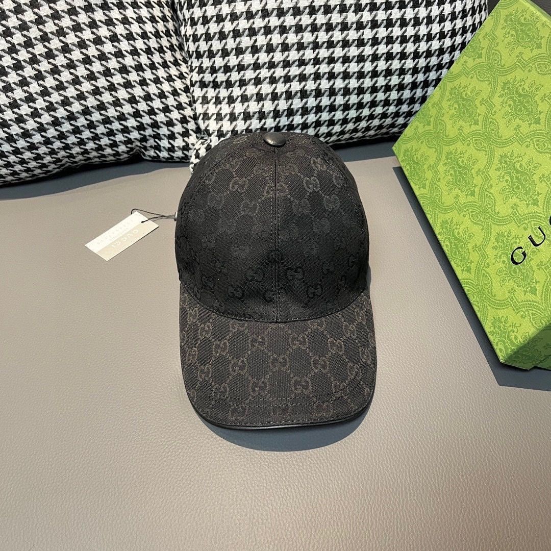 GU*CI CAP "GG STRAW BLACK"